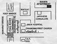 Map of Marwin Apartments and around, Chiang Mai  (6.7 K)
